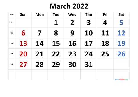 Free March 2022 Calendar Free Premium