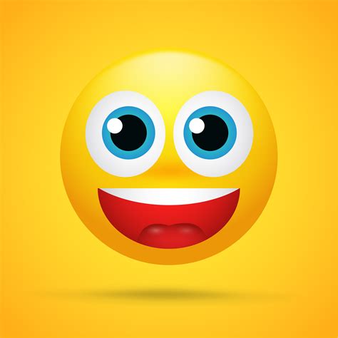 Happy Cartoon Emoticons Was Excited Surprised On A Bright Yellow