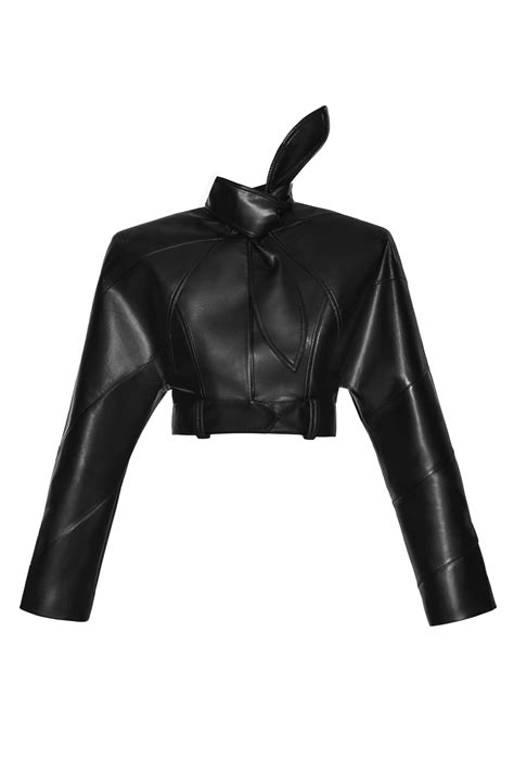 cropped faux leather jacket aleksandre akhalkatsishvili