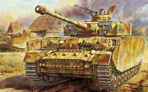 Military Artwork World War Ii Painting Tank House War Wallpaper