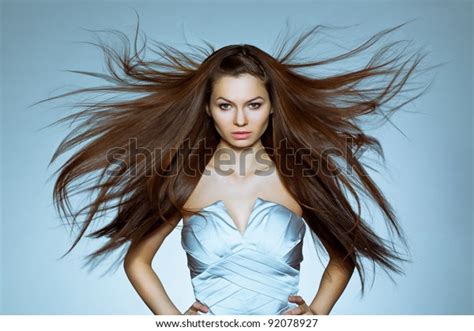 Studio Portrait Woman Flying Hair Stock Photo Shutterstock
