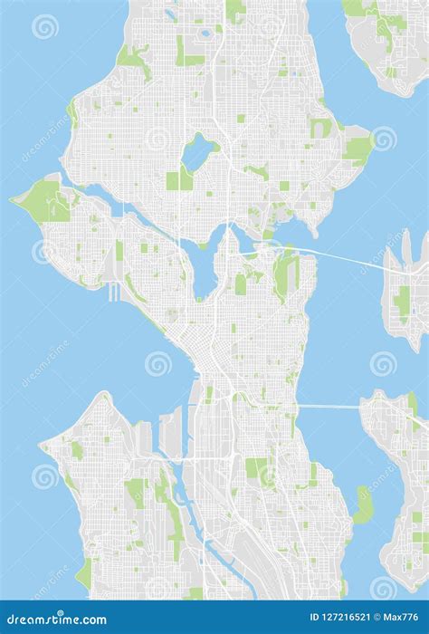 City Map Seattle Color Detailed Plan Vector Illustration Stock Vector