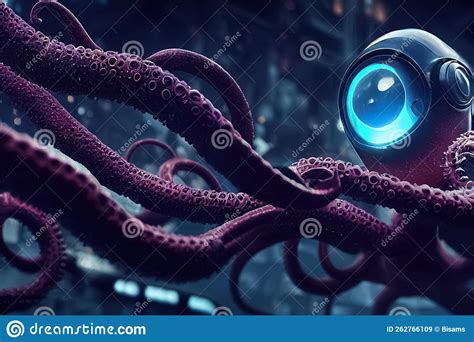 Futuristic Aliens With Tentacles 3d Illustration Of Science Fiction