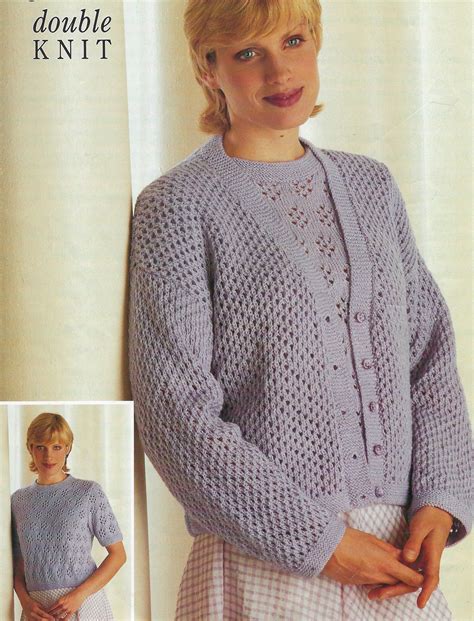 Ladies Twin Set Knitting Pattern Original 90s Pattern Etsy Uk Lace