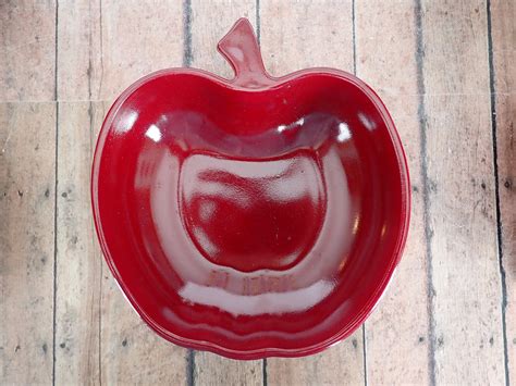 Vintage Hazel Atlas Orchard Red Milk Glass Apple Bowl Set Of Etsy