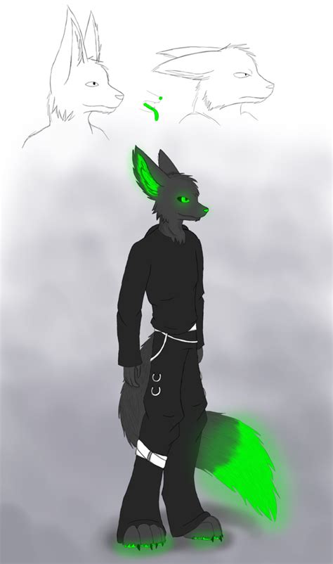 I Made A Black Fennec Fox Fursona With Glowy Green Bits For A Friend