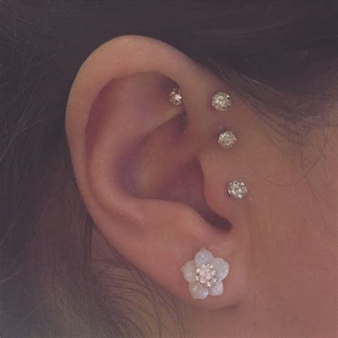 Double Forward Helix And Tragus Piercing Double Tragus Piercing Cool