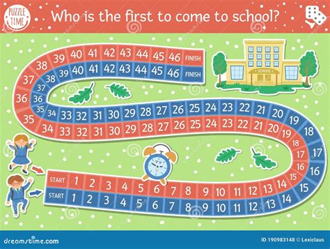 Back To School Board Game For Children With Cute Characters