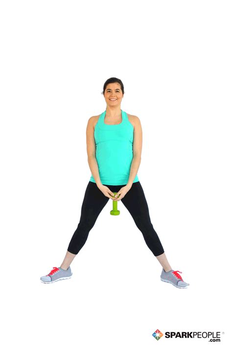 Wide Leg Squats With Dumbbell Exercise Demonstration Sparkpeople