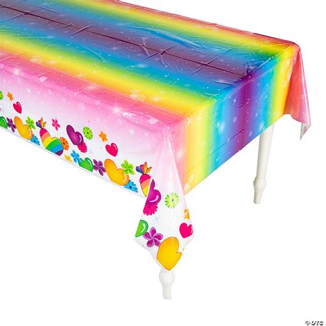 Rainbow Sparkle Plastic Tablecloth Oriental Trading