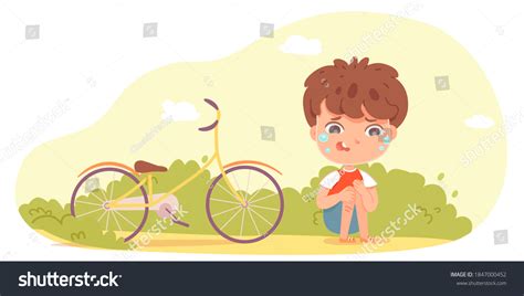 Sad Crying Boy Fell Bike Little 库存矢量图（免版税）1847000452 Shutterstock