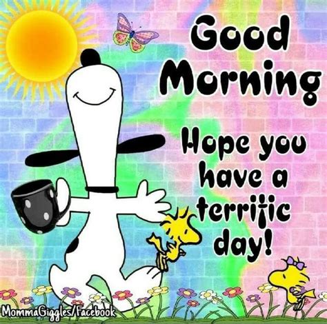 A Cartoon Dog Holding A Coffee Cup With The Words Good Morning Hope You