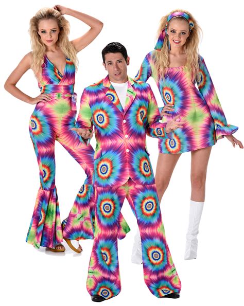 Rainbow Tie Dye Adults Fancy Dress Hippy 1970s 1960s Hippie Groovy Funky Costume Ebay