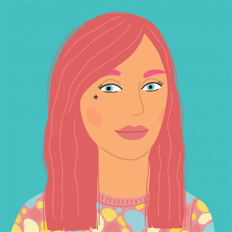 Premium Vector Portrait Of A Beautiful Woman With Pink Hair Girl