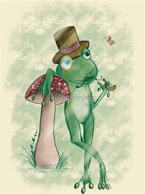 Gentleman Frog With Mushroom Sticker By Tiredchimken Redbubble