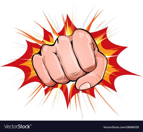 Power Fist On Blasting Background Royalty Free Vector Image