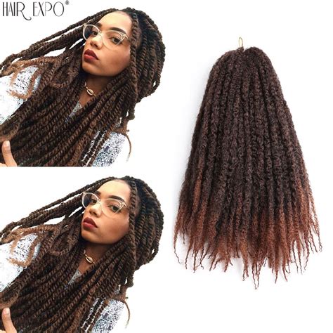 18inch Marley Braids Hair Synthetic Afro Kinky Curly Crochet Braiding Hair Extensions Yaki Ombre