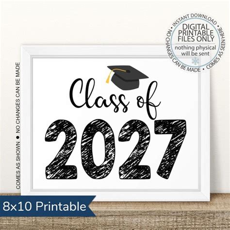 Printable Class Of 2027 Graduation Sign Senior Pictures Photo Etsy