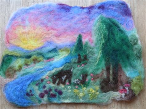 Needle Felted Wool Painting Summer Bliss Love In The