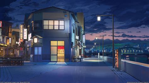 Artstation Night Riverside Arseniy Chebynkin Anime Scenery Anime