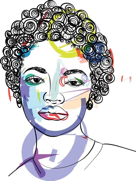 Line Art Woman Face Drawing Black Woman Afro American Female Logo