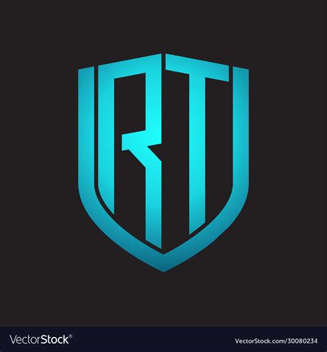 Rt Logo Monogram With Emblem Shield Design Vector Image