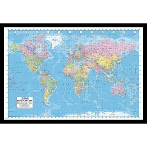 World Map Laminated And Framed Poster 36 X 24