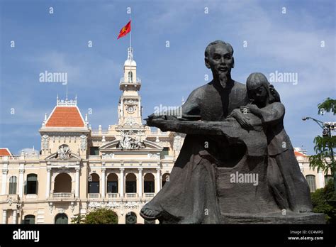 Ho Chi Minh Statue In Front Of Hotel De Ville Ho Chi Minh City Vietnam