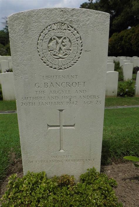 Headstone Kranji A Officer Of The Argyll And Sutherland Highlanders