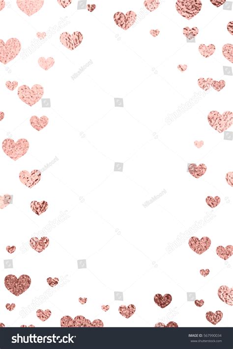 Vector Background Rose Gold Hearts Rose Stock Vector 567990034