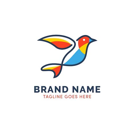 Logotipo De Pájaro Contorno Colorido Vector Premium