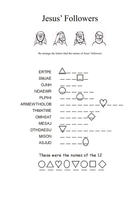 Printable 12 Disciples Activity Sheets