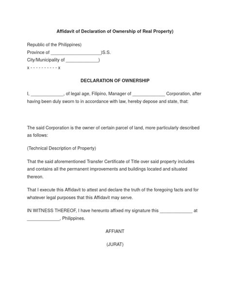 Declaration Of Ownership Of Property Anil And Associates