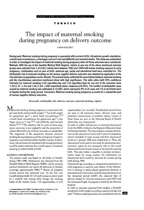 Pdf The Impact Of Maternal Smoking During Pregnancy On Delivery Outcome