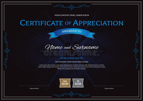 Certificate Of Appreciation Template With Award Ribbon On Abstract