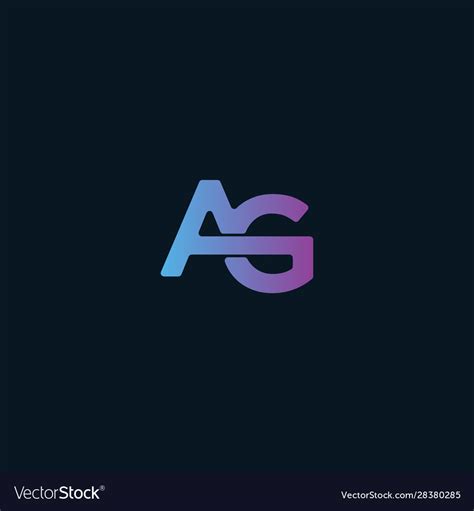 Initial Letter Ag Logo Design Dark Background Vector Image