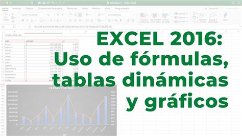 Excel 2016 Uso De Fórmulas Tablas Dinámicas Y Gráficos Youtube