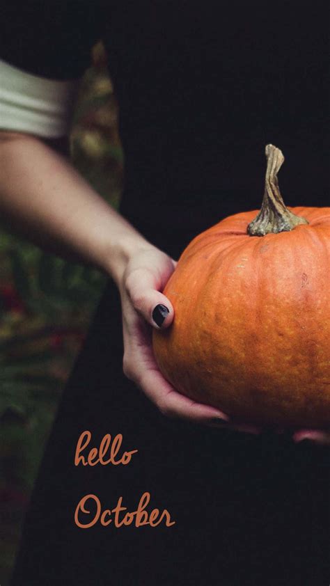 Download Hello October With Pumpkin Wallpaper Wallpaper