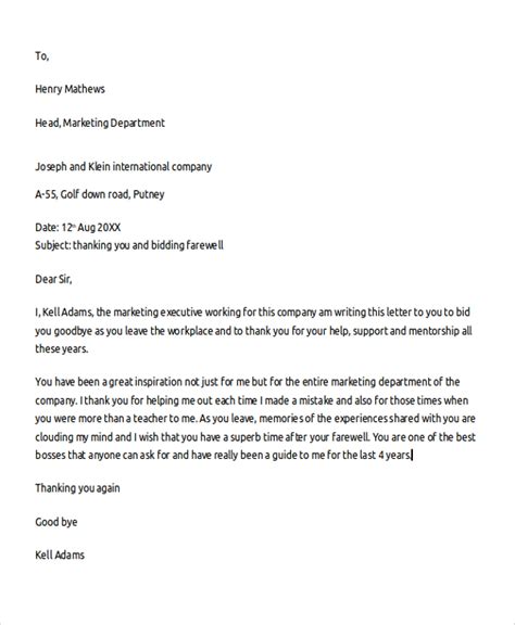 Farewell Letter To Boss Sample Master Of Template Document