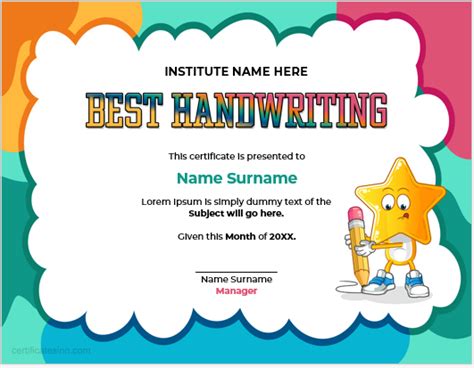 Best Handwriting Certificate Templates Download Edit Print