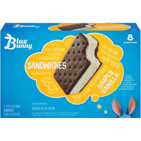 Blue Bunny Simply Vanilla Ice Cream Sandwich 8pk