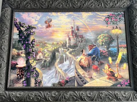 Disney Thomas Kinkade Beauty And The Beast Falling In Love 28x42 Artist