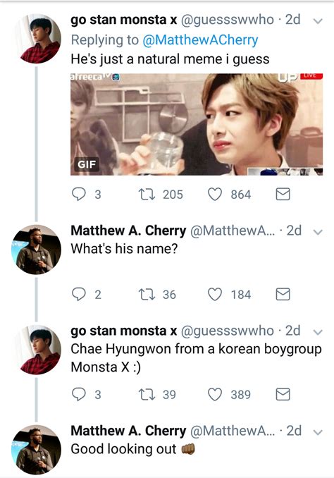 Matthew A Cherry Stumbles Upon Meme God Chae Hyungwon Of Monsta X