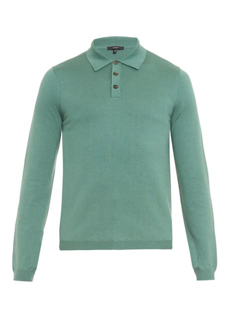Lyst Gucci Silk And Cotton Blend Polo Shirt In Green For Men