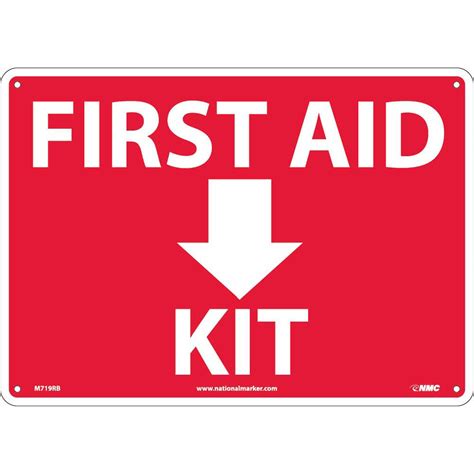 Nm 10 X 14 Red 05 Rigid Plastic First Aid Kit Sign First Aid Kit