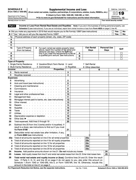 Irs 1040 Schedule E 2019 Fill And Sign Printable Template Online