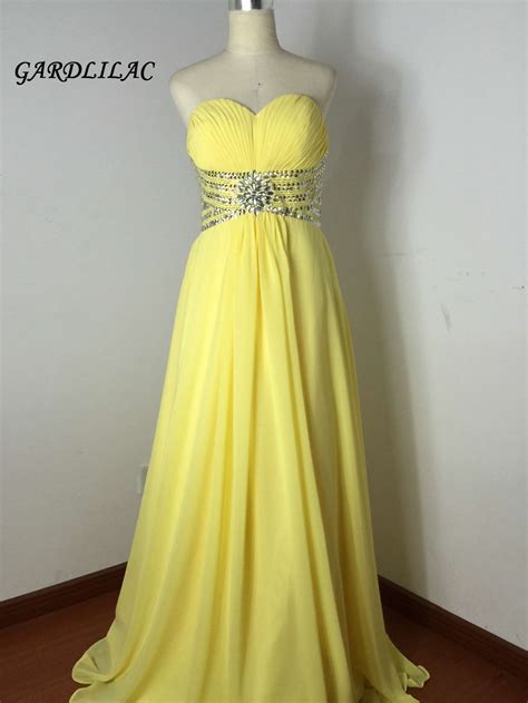 New Strapless Yellow Long Chiffon Bridesmaid Dresses 2018 Plus Size Wedding Party Gown Beads