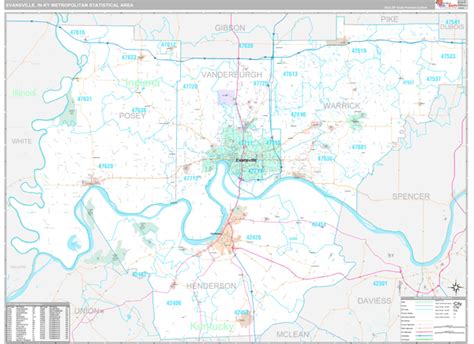 Evansville Metro Area In 5 Digit Zip Code Maps Premium