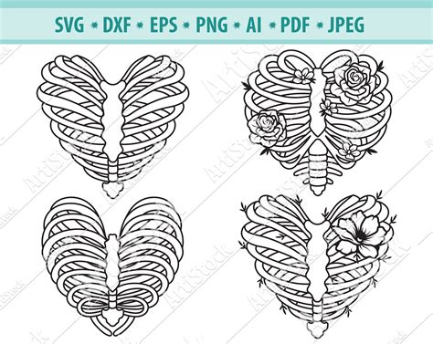 Human Ribs SVG File Skeleton Svg Flower Ribs Svg Floral Etsy
