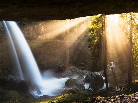 Sunshine Through The Jungle Waterfall 2015 Bing Theme Wallpaper Preview